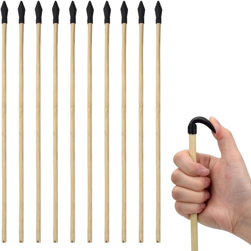 Basbon 10 Pcs Wooden Arrows Soft Rubber Tips, 17 Inch Handmade Wooden Toy Arrow for Kids and Beginners, Archery Bows Outdoor Play Cosplay Costume Decoration - Image 1